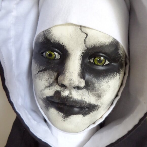 NEW OOAK  10.5” THE NUN CURIOSITIES UPCYCLED GOTHIC HALLOWEEN HORROR BUST ODDITY - Picture 10 of 13